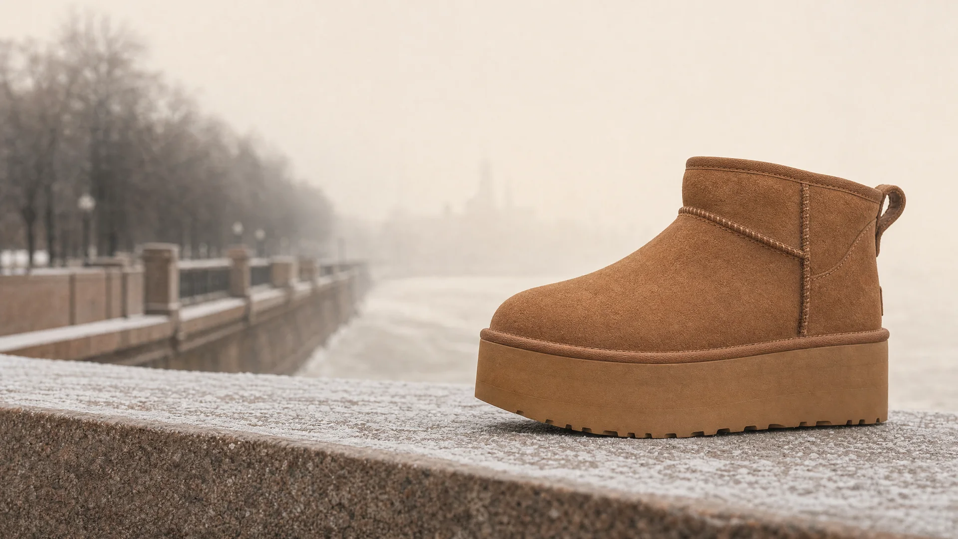 Модель Ultra Mini Platform Chestnut на зимней набережной