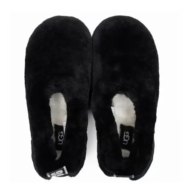 UGG Hailey Fluff Slippers — Black